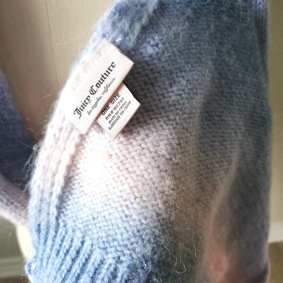 Juicy Couture Knitted Scarf Shawl Pastel Striped Acrylic OS 65"×12" - Picture 6 of 11